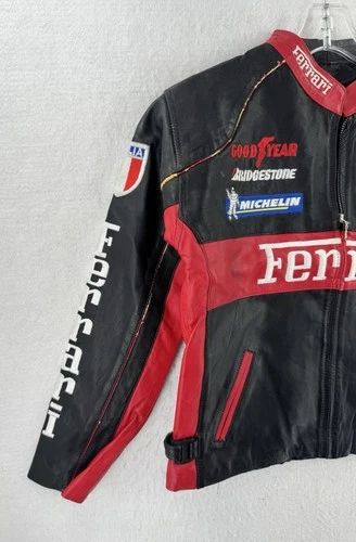 Vintage Ferrari racing jacket Rare black Leather READ image 5