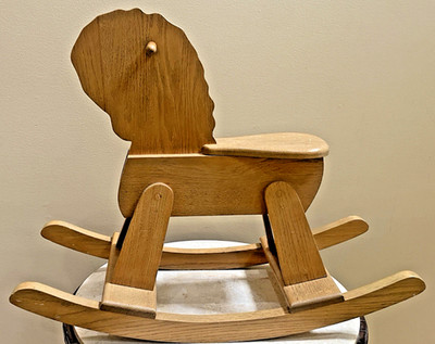 Vintage Childs Wooden Rocking Horse- Crafted By Bob Ward March 1996
