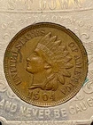 1904 Indian Head Penny on Key Chain Very Legible Liberty Well Shown