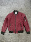 SikSilk Men’s Faux Suede Bomber Jacket Burgundy / Wine Red – Size M
