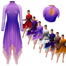 Women Gradient Color Lyrical Worship Liturgical Praise Dance Dress Dancewear