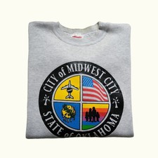 HANES VTG 90s USA MADE OKLAHOMA CITY MID WEST SEAL SWEATSHIRT CREWNECK GRAY XL