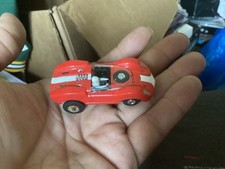 Vintage Aurora T-JET Ho Slot Car RED white stripe with driver