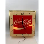 Vtg MCM Coca Cola Light Up Clock Square Red Metal Frame for parts or repair. PB