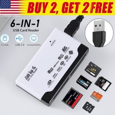 Mini 6-IN-1 USB 2.0 Memory Card Reader White High Speed For CF xD SD MS SDHC