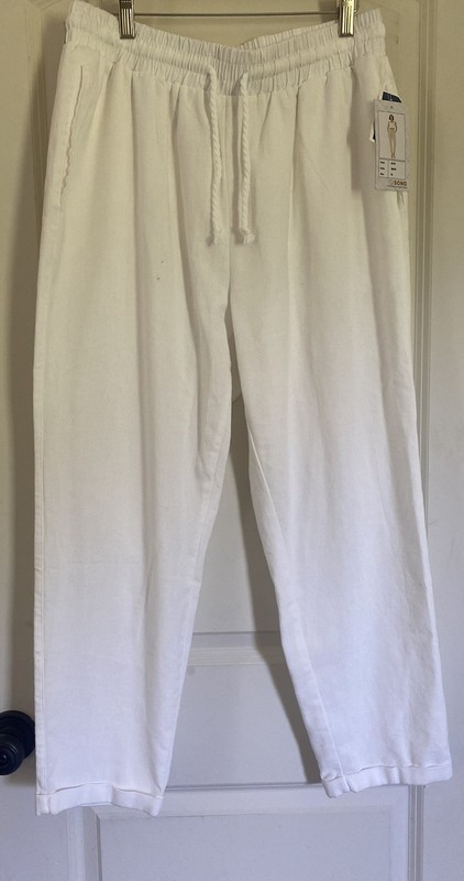 New Ci Sono White Xl Pants With Cuff And Rope Belt. 