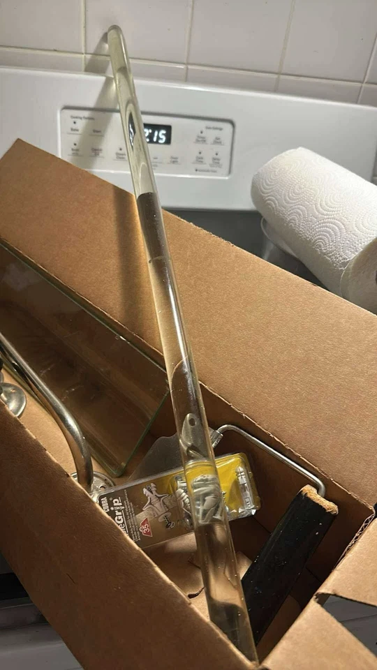 "Toallero de vidrio transparente vintage de 30"", estante de vidrio y soporte de papel higiénico" Foto 2 de 4