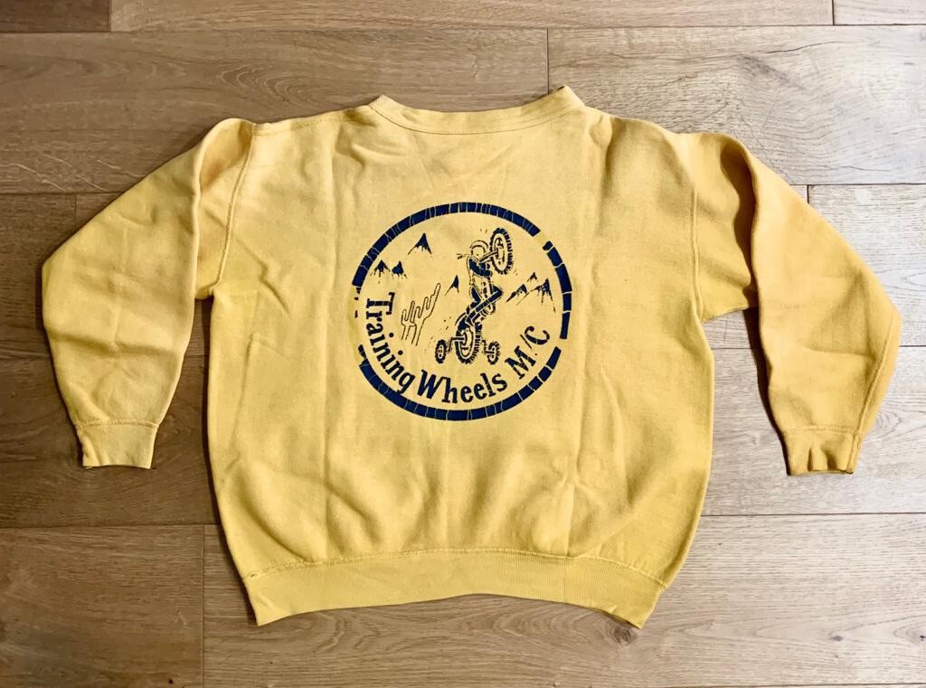 1940s 1950s Training Wheels Motorcycle Club yellow singleV sweatshirt