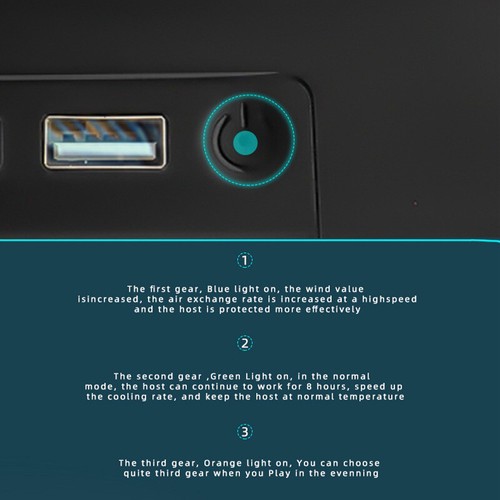 Vitesse réglable du ventilateur de refroidissement du quai à trois ports USB - Afbeelding 5 van 12
