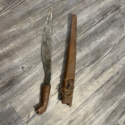 Vintage Dagger from 1900 s with Wood Sheath Human Effigy Handle ???