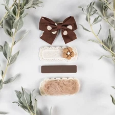 Trotting Trends Cute Fabric Hair Clips Set #8 for Girls, Women, Kids, Baby