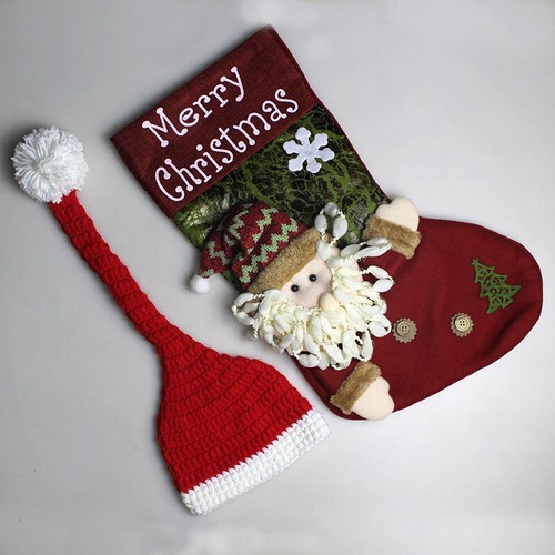 Christmas Theme Newborn Baby Photography Props Crochet Costume Hats Outfit Sets - Picture 9 of 20