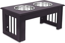 Elevated Traditional Pet Feeder in Espresso Brown Size Medium P/N 10162