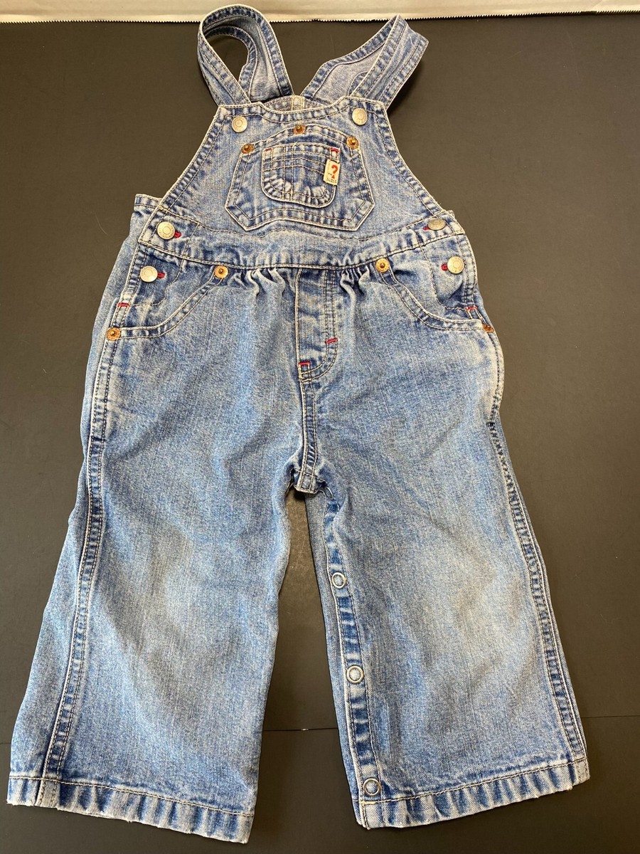 90s Vintage Guess Overalls Infant Size 12 Months Triangle Logo
