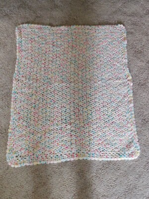 Crochet Soft cloud Shell stitch baby afghan multi color 34''L x 27 1/2W''