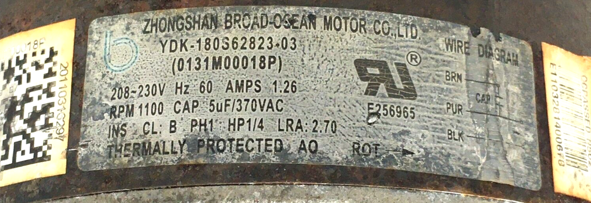 Zhongshan Broad-Ocean 0131M00018P YDK-180S62823-03 Condenser Motor