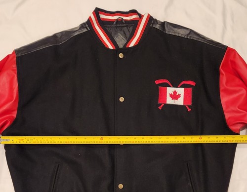 Steve & Barry’s Canada Hockey Jacket Polyvinyl & Wool Full-Snap Men's 2XL - Picture 2 of 5