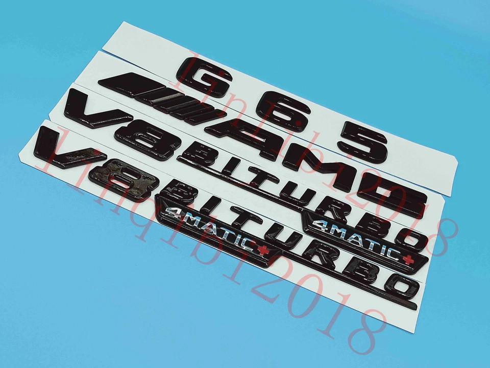 Adhesivo negro brillante plano G65 AMG V8 BITURBO maletero emblemático insignia para Mercedes Benz Foto 4 de 4