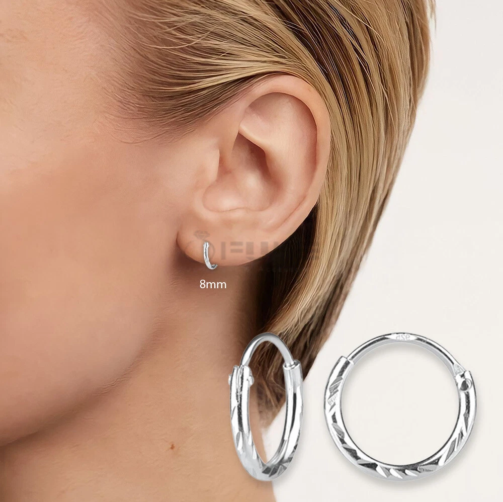 8mm sterling silver hoop best sale earrings