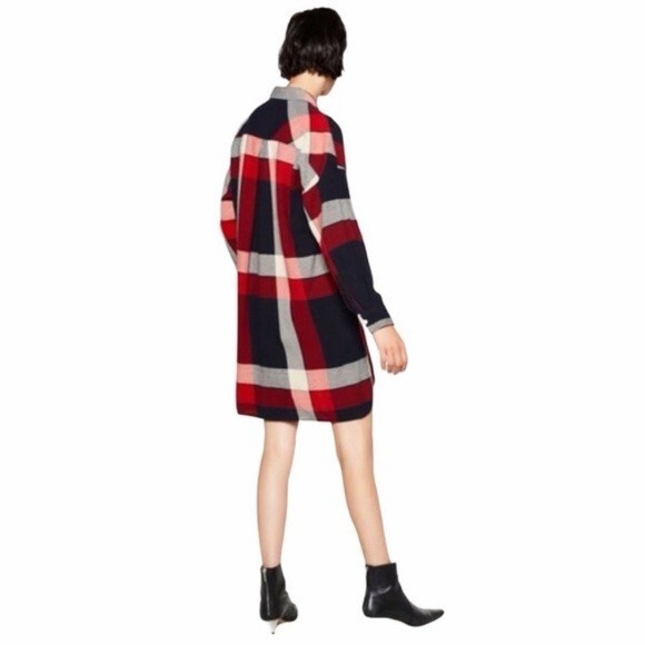 Zara Basic Collection Studded Plaid Flannel Pocke… - image 2