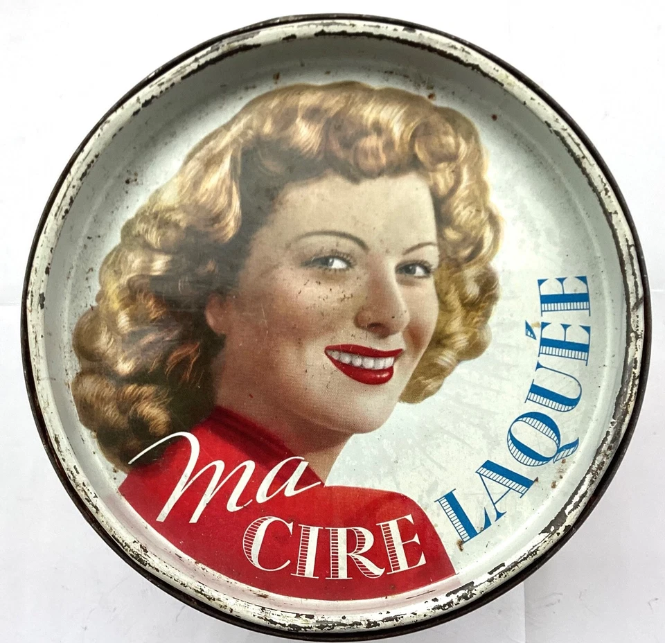 ANCIENNE BOÎTE LITHOGRAPHIÉE FEMME BLONDE VINTAGE 1950 MA CIRE LAQUE PIN UP - Photo 3/4