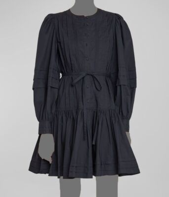 Ulla Johnson Women's Black Karina Tie-Waist Flared Poplin Mini Dress Size 10