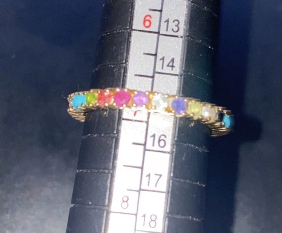 Gold-Filled Multi-Color Band Ring CZ 925k Sterling silver Stamped ring jewelry - Image 3 of 4