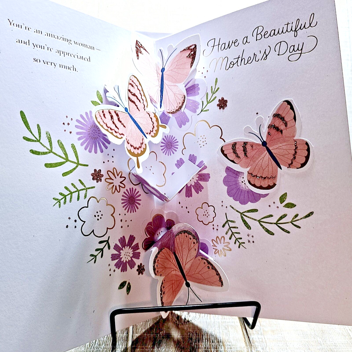 American Greetings Pop-Up Muttertagskarte – Mit Schmetterlings-Design, 13,7x21 Cm