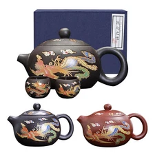 Color Changing Teapot Zisha Chinese Dragon Phoenix Teapot Purple Sands Teapot