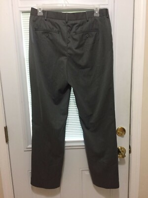 Men's APT 9 Flat Front Dress Career Pants Gray Pinstriped Sz 34 X