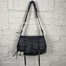 Radley Handbag Shoulder Bag Grey Black Leather Medium Magnetic Close Everyday