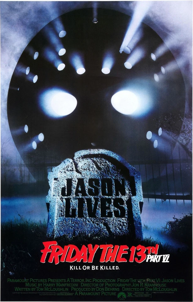 FRIDAY THE 13TH VI JASON LIVES Movie Poster Horror Jason Voorhees