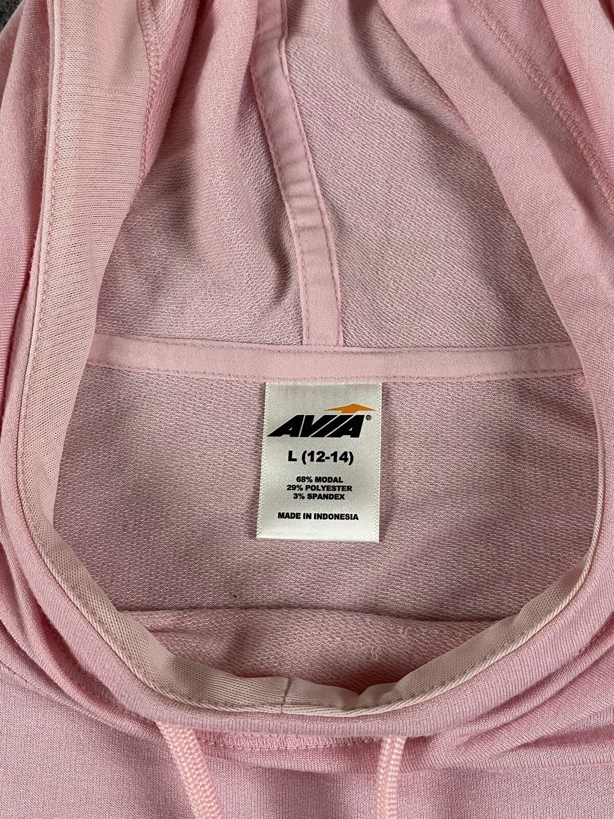 VETEMENTS AVIA Pullover Donna Manica Lunga Felpa con Cappuccio Rosa Foro Pollice Taglia L (12 14) Running