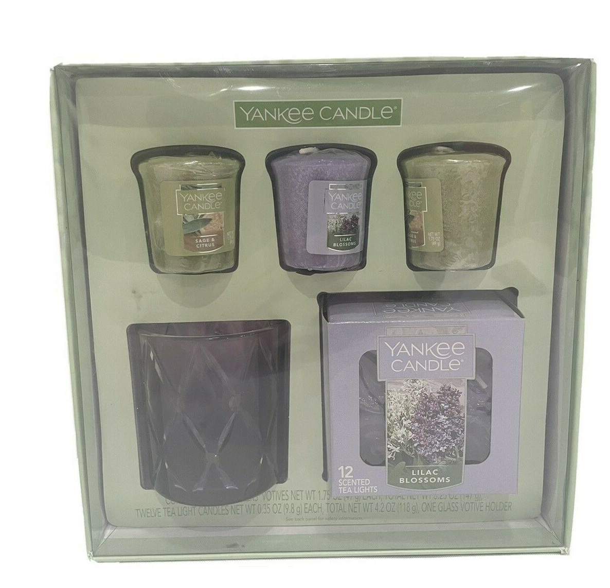 Yankee Candle Lilac Blossoms Sage Citrus Votive Floral Tea Light Holder