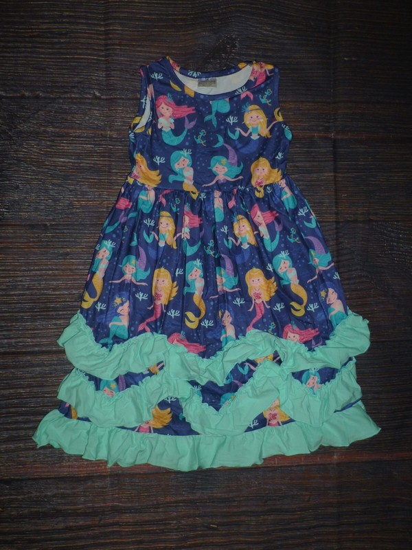 NEW Boutique Mermaid Girls Sleeveless Ruffle Maxi Dress Size 2T