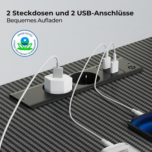 Gaming Tisch, Schreibtisch mit LED, Steckdosen, Eckschreibtisch mit Monitorständ - Bild 5 von 7