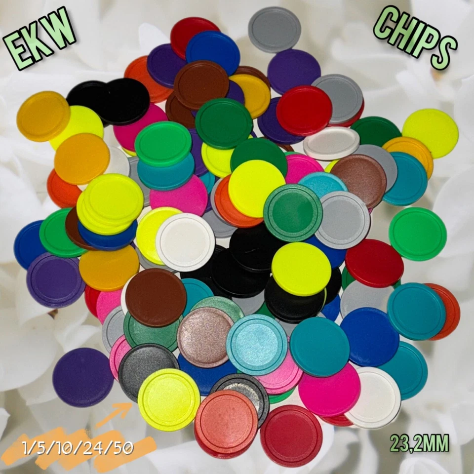 SCHWABMARKEN Einkaufswagenchips 1-5-10-24-50 Stück EKW Chip Pfandmarke bunte Mischung mit Rnd