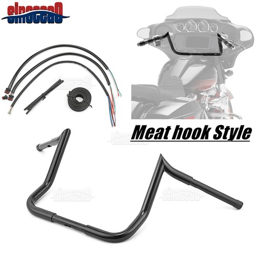 Black 14" Ape Hanger Bar Handlebar Cable Kits For Harley Touring FLHX