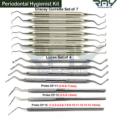 Dental Exam Tools Double Ended Excavator Gracey Curette Lucas Perio Probes Lab