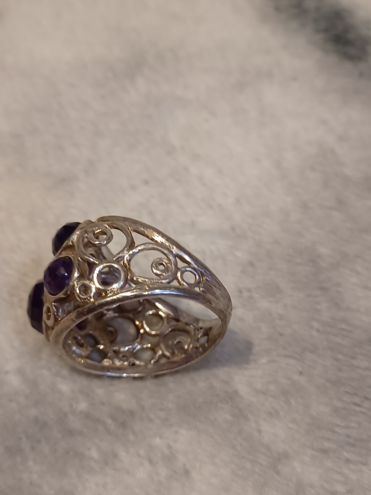 Amethyst Bubble Ring Solid Sterling Silver Round … - image 3