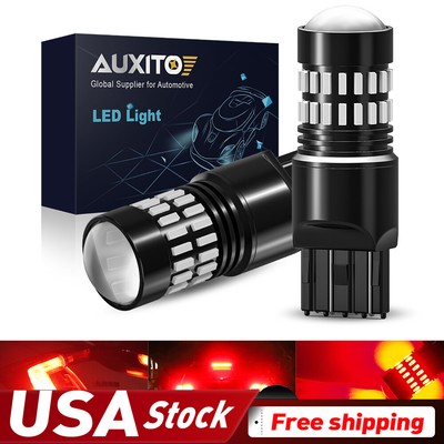 2 PC 7443 7440 Super Red Strobe Flash Blinking Tail Stop Brake LED Light Bulb E