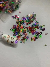 Valentine's Holo Multicolor Hollow Heart Glitter| 1 TSP | Nail Art & Acrylic
