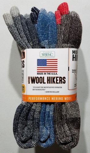 Omni Wool Merino Wool Hikers Mens Womens Hiking Crew Socks 3 Pack Medium USA - 第 2/4 張圖片