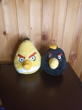 Lot Of 2 Angry Birds Plush Black Yellow Commonwealth Stuffed Animal