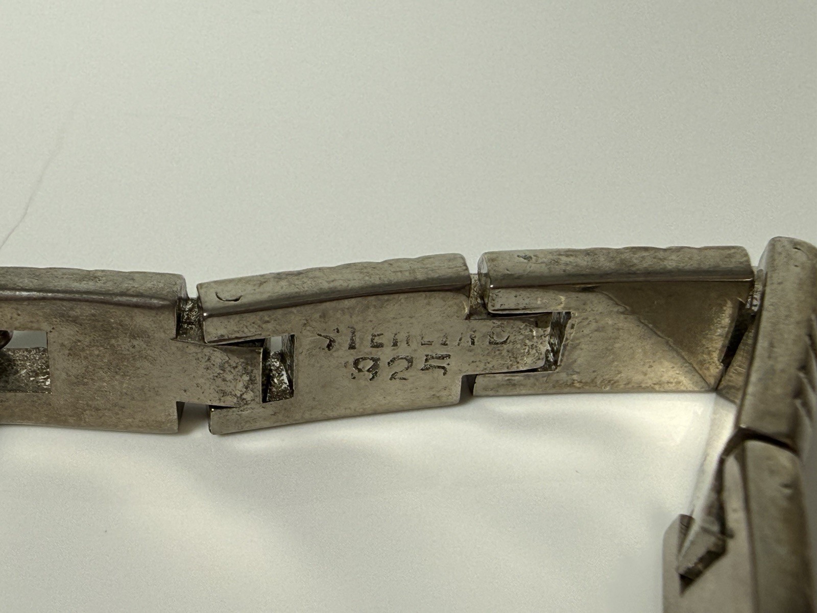 VTG Sterling Silver Textured Solid Link Bracelet … - image 8