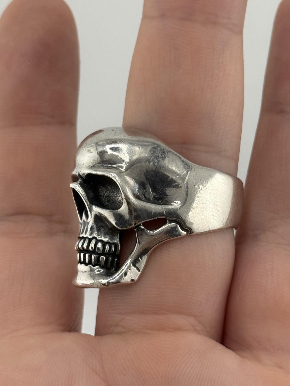 Skull Ring Solid Sterling Silver 925 Ring Heavy B… - image 3