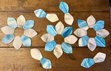 32pc Sky Blue Stained Glass Mosaic Tiles Petal Flower Leaf Shapes Craft Supplies
