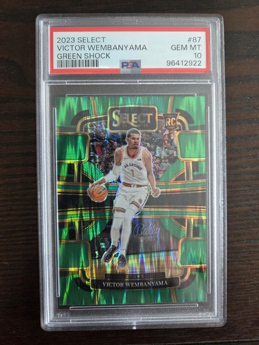 Victor Wembanyama 2023-24 Panini Select #87 Green Shock Prizm Rookie PSA 10