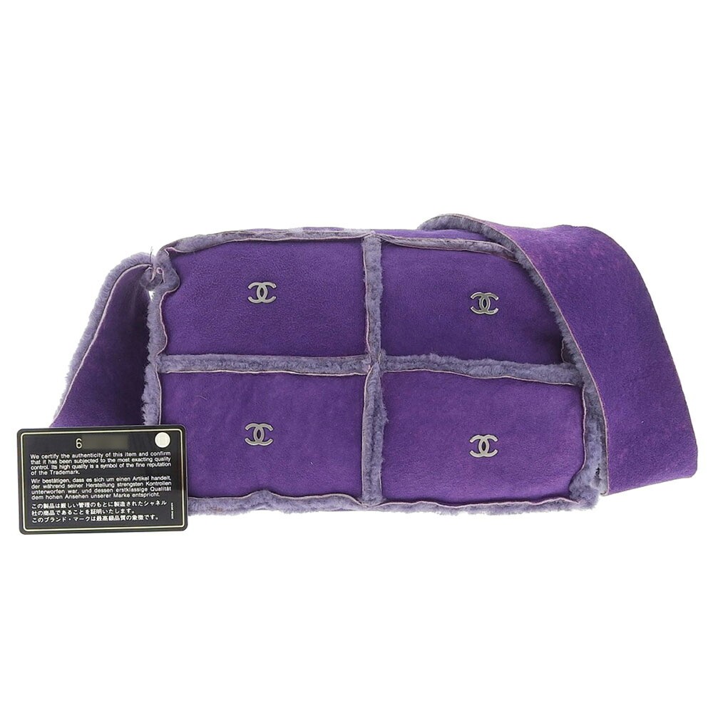 CHANEL Coco Mark Purple Mouton Shoulder Bag with Seal 6#089