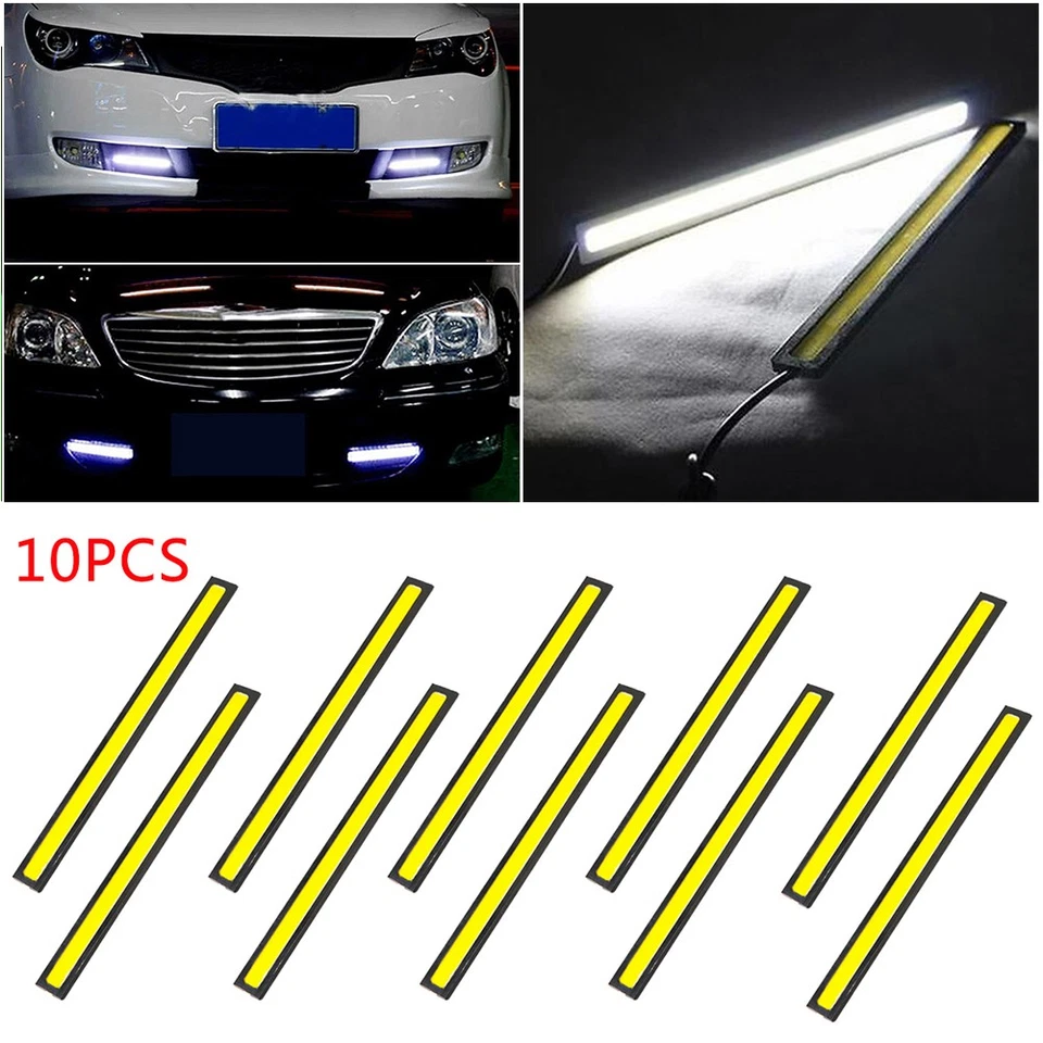 10PCS COB White LED Car Fog DRL Daytime Running Light Bar Strip 17cm Waterproof - Image 2 of 4